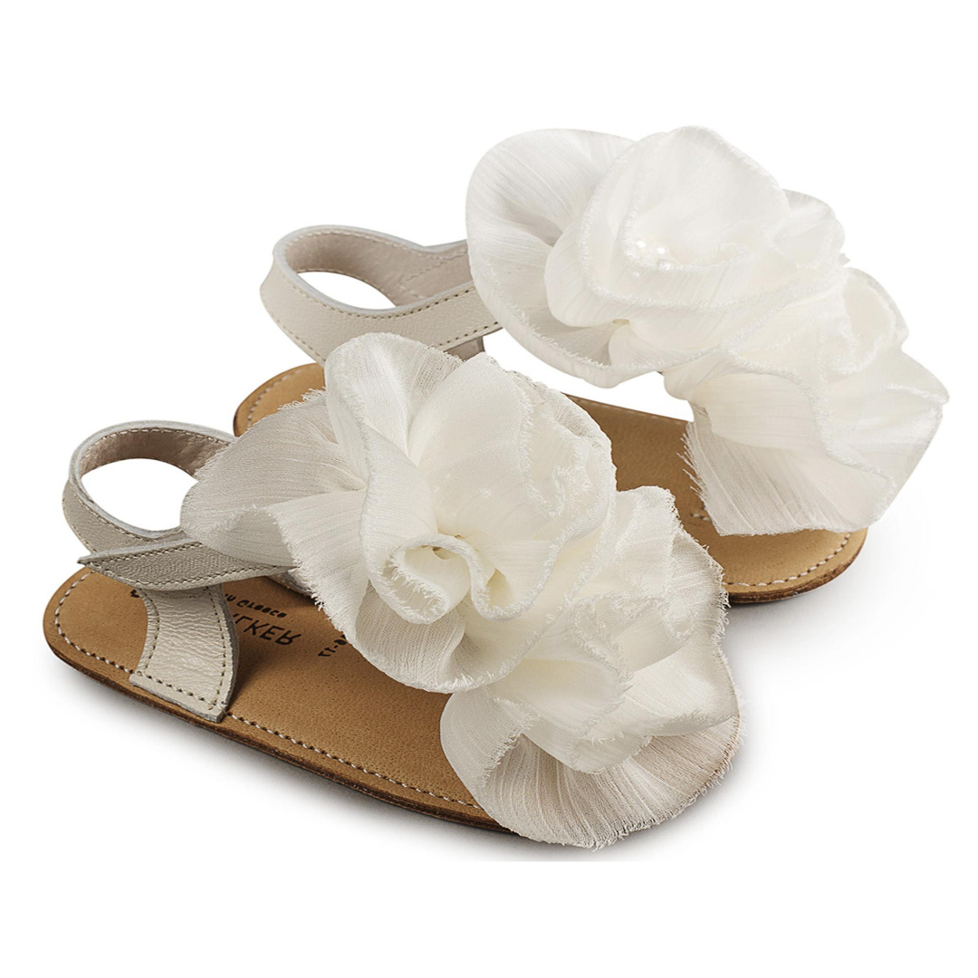 Πέδιλο με Chiffon Λουλούδια MI1559 Εκρού
