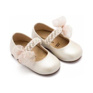 Γοβάκι Μονή Μπαρέτα Διακοσμημένη με Χειροποίητο Τούλινο Διακοσμητικό BS3596-IVORY