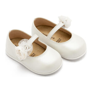 Γοβάκι Μονή Μπαρέτα με Διακοσμητικό Λουλούδι PRI2642 Εκρού