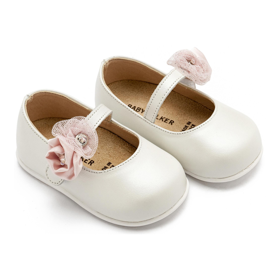 Γοβάκι Μονή Μπαρέτα με Διακοσμητικό Λουλούδι PRI2642 Εκρού Ροζ