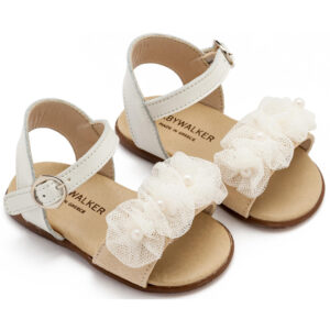 Πέδιλο με Λουλουδάκια και Πέρλες PRI2645 Εκρού