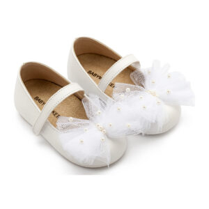 Γοβάκι με Χειροποίητο Φιόγκο και Πέρλες BS3589 Λευκό