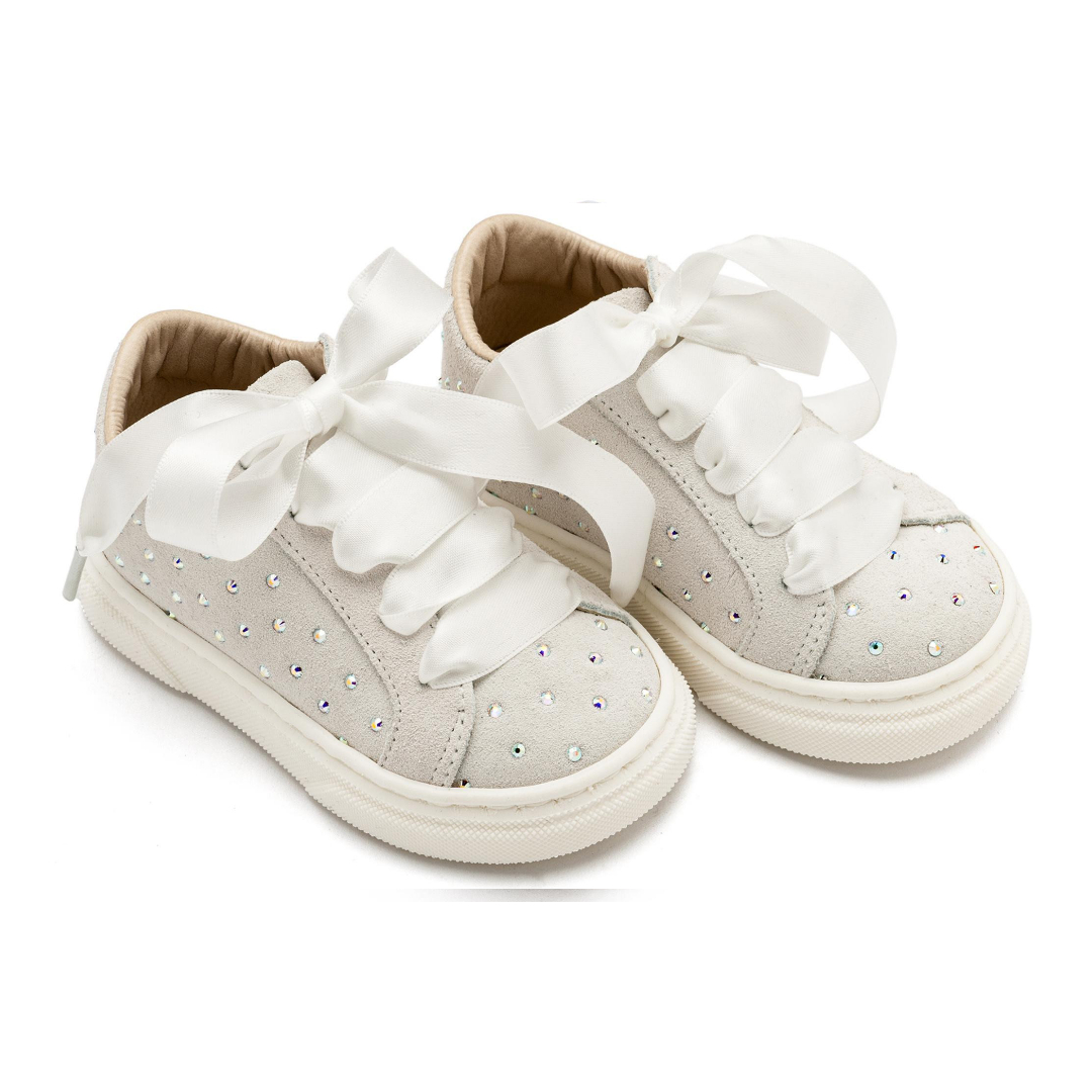 Σνίκερ Suede με Στρας LU6115 Λευκό