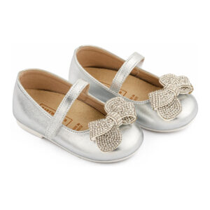 Γοβακι Μονή Μπαρέτα Στρας με Φιογκάκι Στρας EXC5880 - SILVER