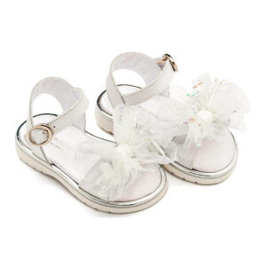 Πέδιλο με Χειροποίητο Υφασμάτινο Φιόγκο EXC5879 Λευκό