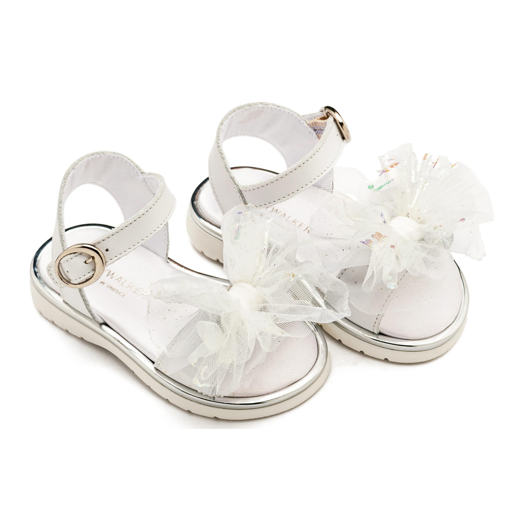 Πέδιλο με Χειροποίητο Υφασμάτινο Φιόγκο EXC5879 Λευκό