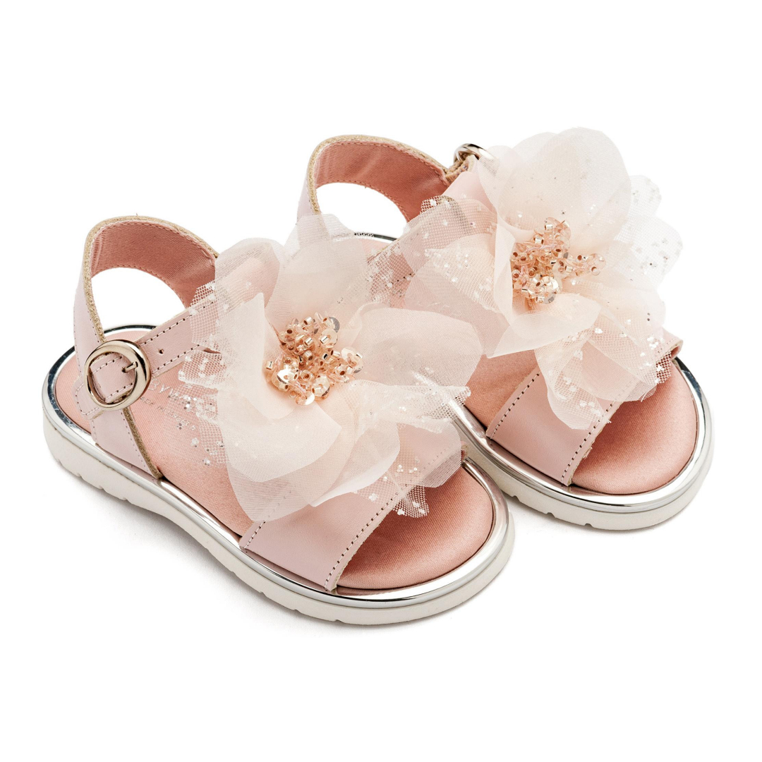 Πέδιλο με Χειροποίητο Λουλούδι απο Τούλι EXC5877 - PINK