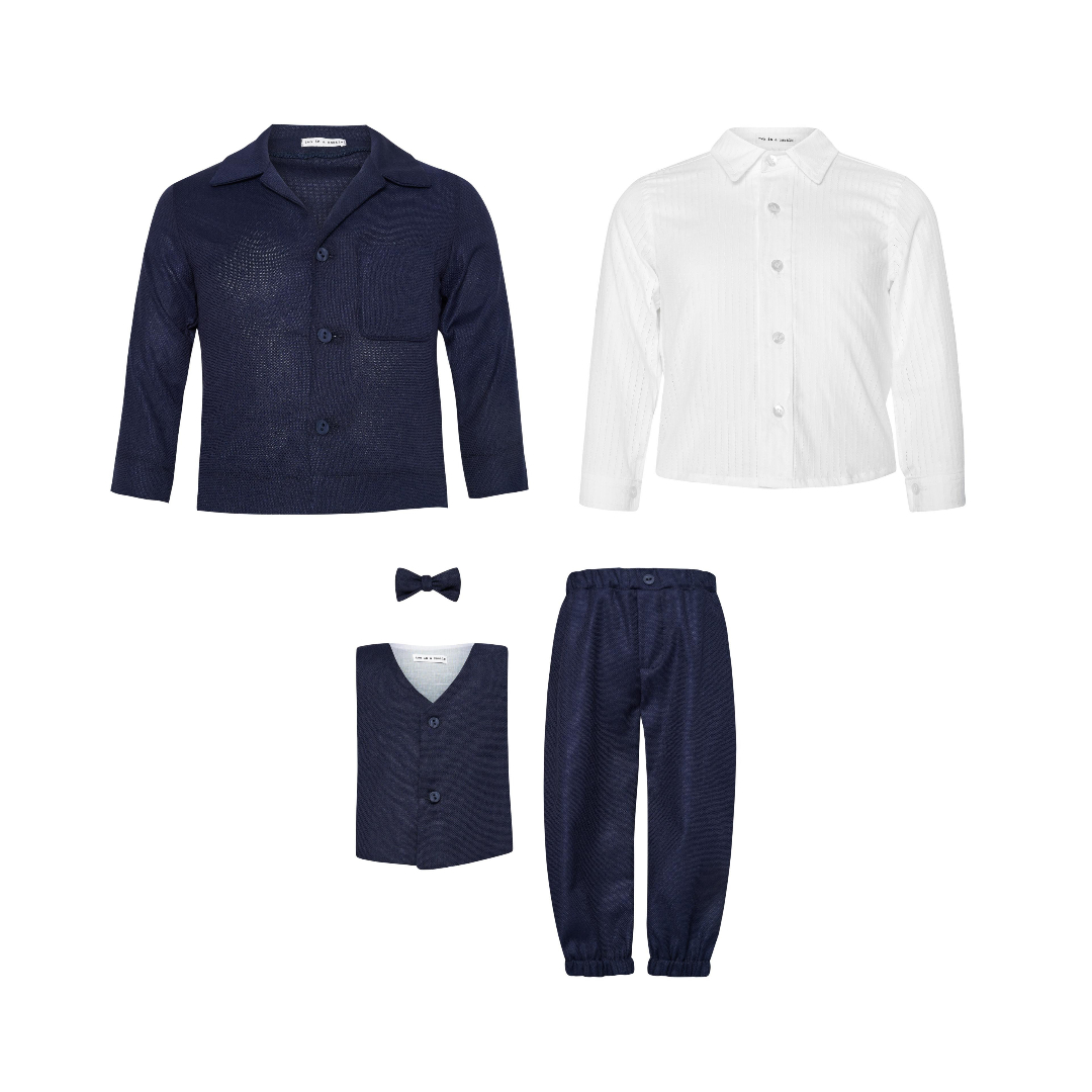 Σετ Two in a castle STRIPED LINEN MARINE T5398