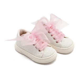 Sneaker από Ύφασμα Glitter με Κορδέλα EXC5871 Λευκό