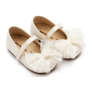 Γοβάκι με Χειροποίητο Φιόγκο και Πέρλες BS3589 Εκρού