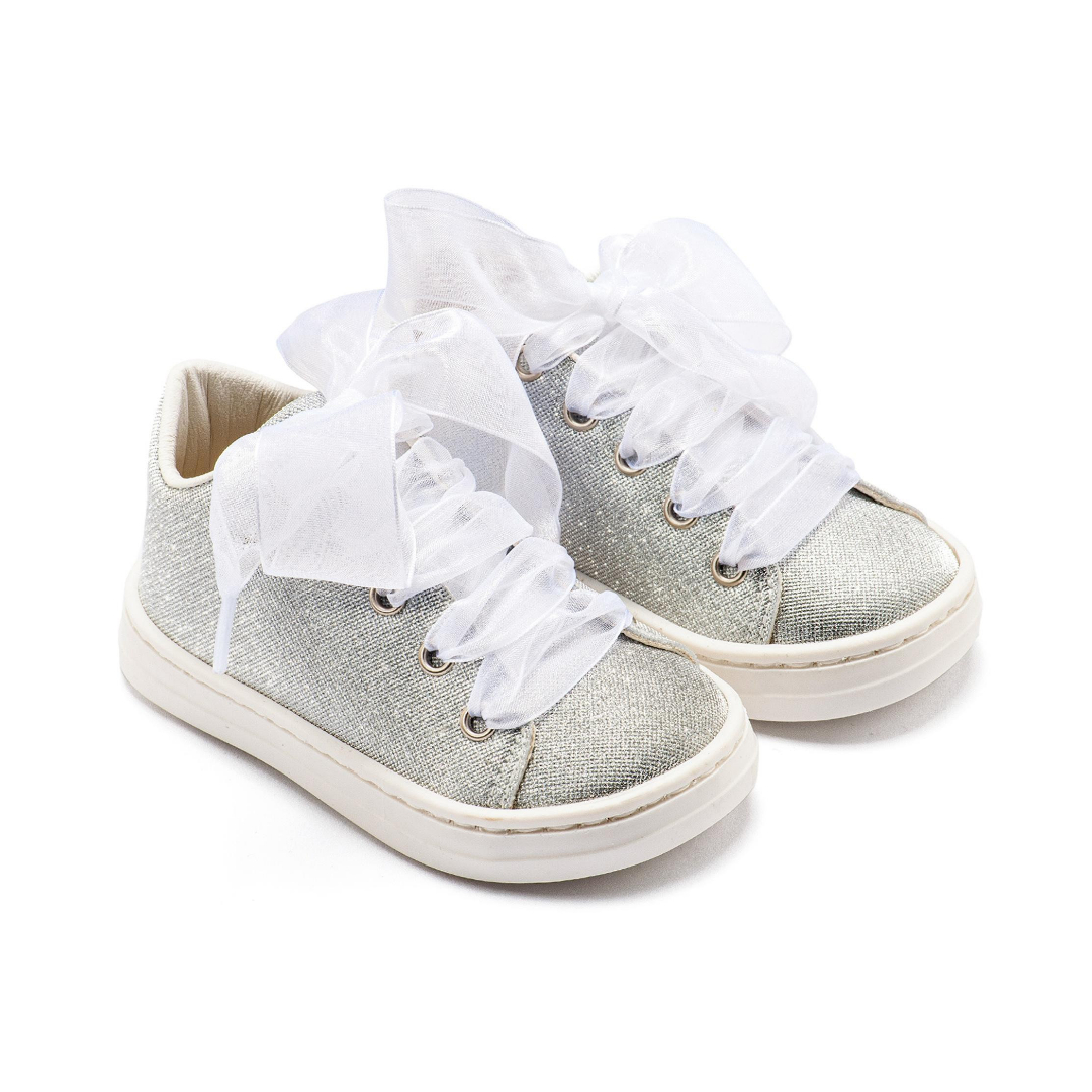 Sneaker από Ύφασμα και Δέσιμο Κορδέλα BW4864 Ασημί