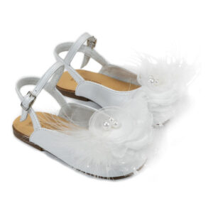 Δερμάτινο Σαμπό με Χειροποίητο Λουλούδι EXC5772 Λευκό