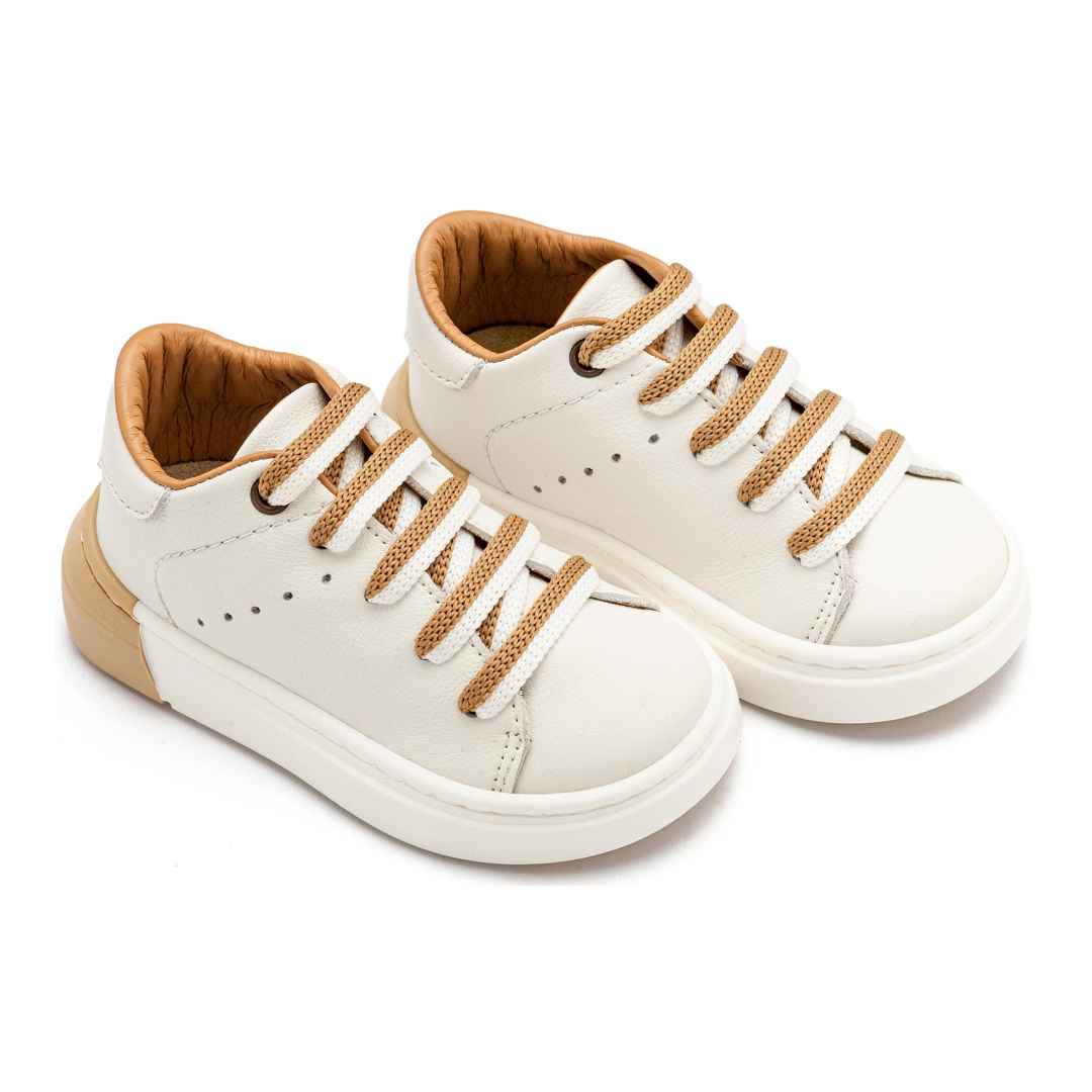 Δετό Sneaker με Δίχρωμο Κορδόνι EXC5294 Λευκό Μπεζ