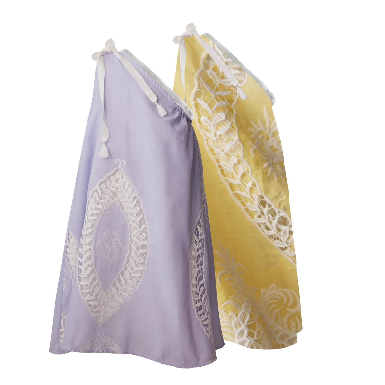 Καφτάνι κεντημένο με έναν ώμο Κίτρινο Two in a castle T6221 - Image 2