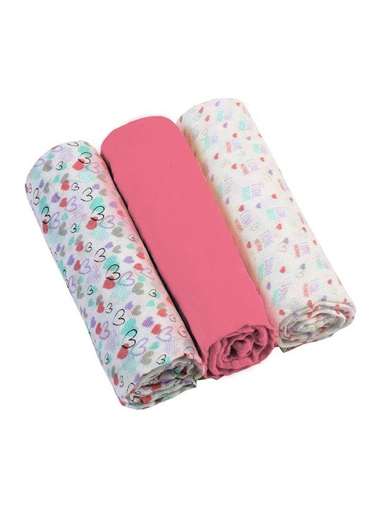 Babyono Πάνες Αγκαλιάς από Μουσελίνα σε Ροζ Χρώμα 70x70cm 3τμχ BN348/02