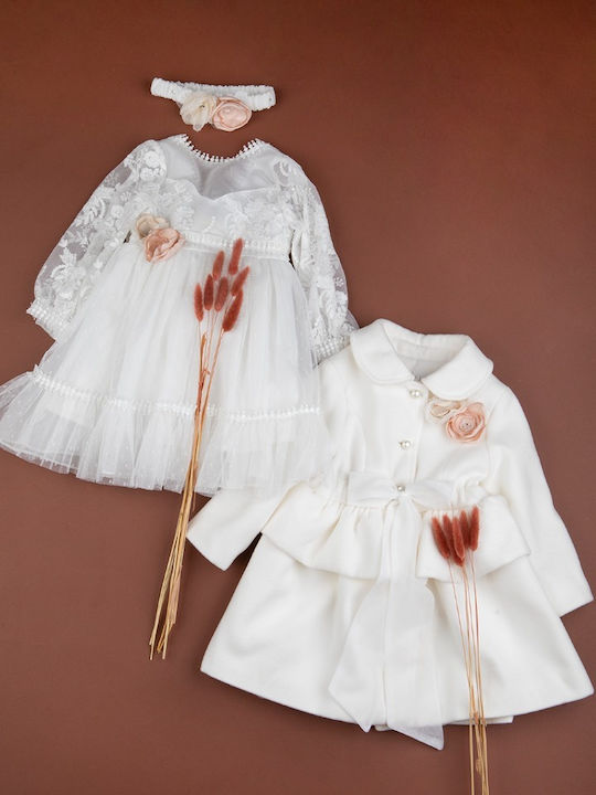 Bambolino Λευκό Φόρεμα Βάπτισης από Δαντέλα 1370 - Image 2