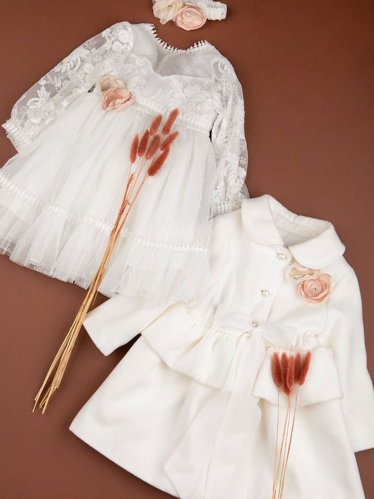 Bambolino Λευκό Φόρεμα Βάπτισης από Δαντέλα 1370 - Image 3