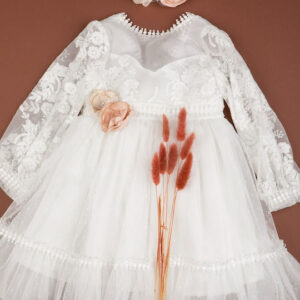 Bambolino Λευκό Φόρεμα Βάπτισης από Δαντέλα 1370