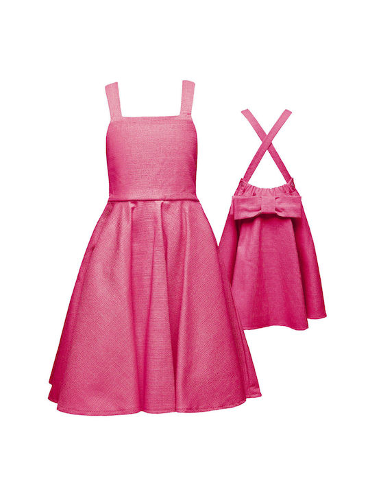 Σατέν Φόρεμα Two in a Castle με φιόγκο φούξια (T6066)