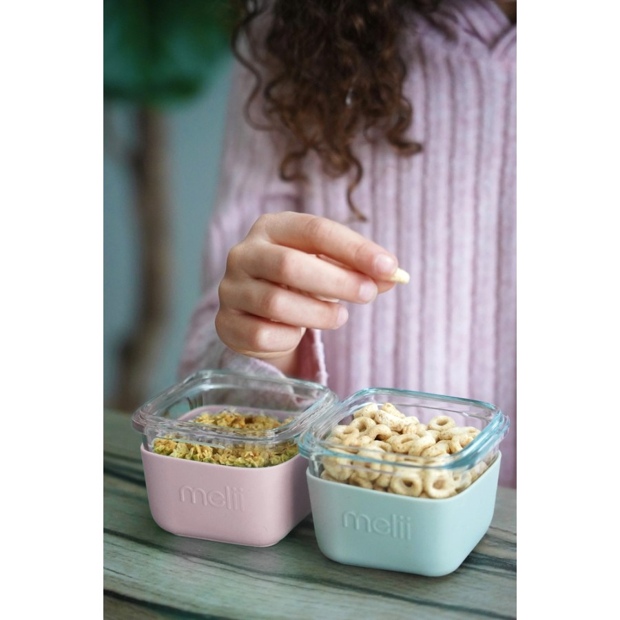 Melii Γυάλινα Δοχεία Φαγητού & Σνακ σε Θήκες Σιλικόνης 3τμχ. 160ml Ροζ-Μωβ-Γκρι - Image 2