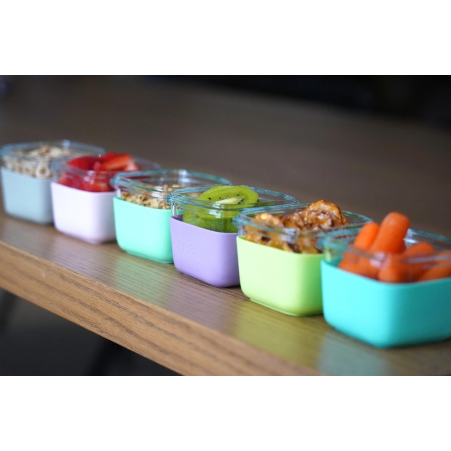 Melii Γυάλινα Δοχεία Φαγητού & Σνακ σε Θήκες Σιλικόνης 3τμχ. 160ml Ροζ-Μωβ-Γκρι - Image 4