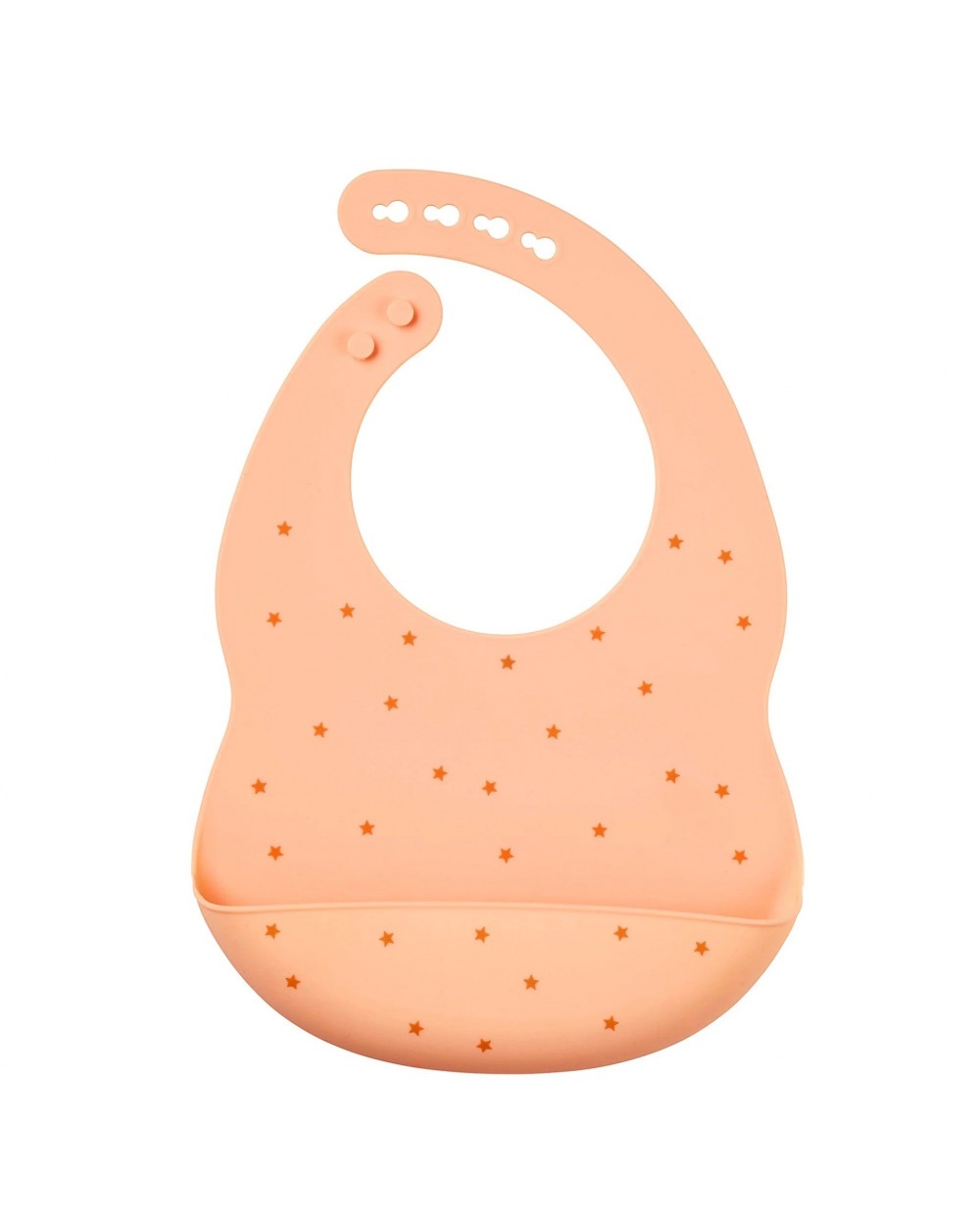 NATTOU SILICON. Σαλιάρα σιλικόνης με τύπωμα (ροδακινί)