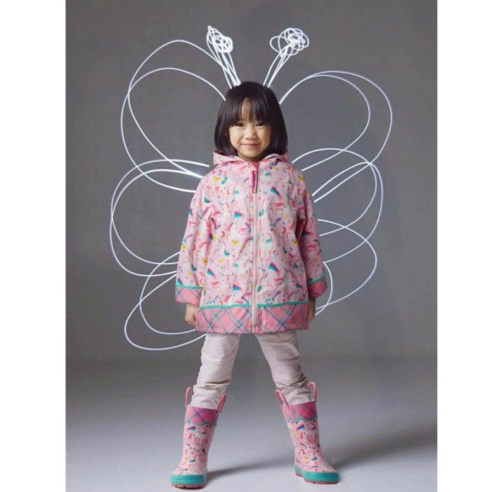 Stephen Joseph Αδιάβροχο Παιδικό Casual Μπουφάν Κοντό με Επένδυση & Κουκούλα Ροζ Unicorn Μονόκερος SJ860121Z - Image 3