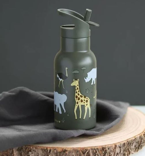 A Little Lovely Company Savanna Παιδικό Παγούρι Θερμός Ανοξείδωτο με Καλαμάκι 350ml - Image 5