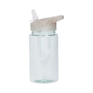 A Little Lovely Company Πλαστικό Παγούρι με Καλαμάκι Glitter-Silver 450ml DBGLSI31