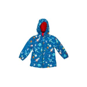 Stephen Joseph Αδιάβροχο Παιδικό Casual Μπουφάν Κοντό με Κουκούλα Γαλάζιο Space
