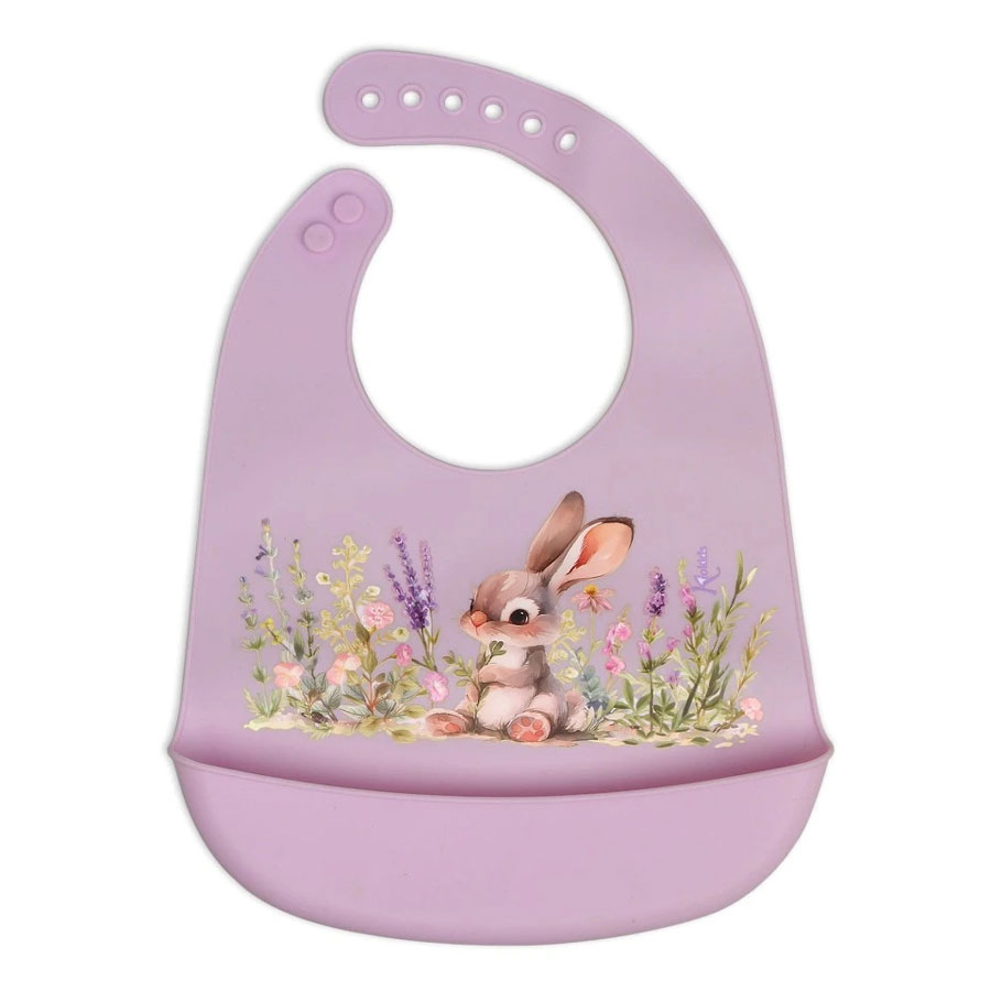 Σαλιάρα Σιλικόνης 4+ Μηνών Kiokids Lavender Bunny 5375 - Image 2