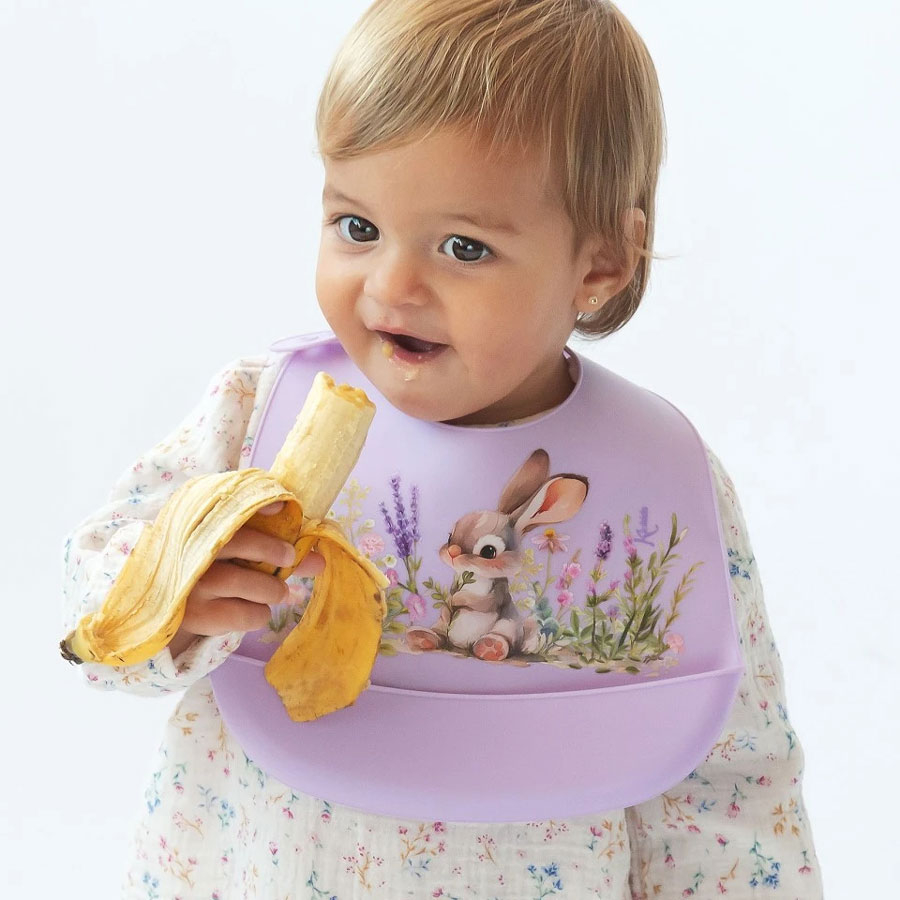 Σαλιάρα Σιλικόνης 4+ Μηνών Kiokids Lavender Bunny 5375 - Image 3