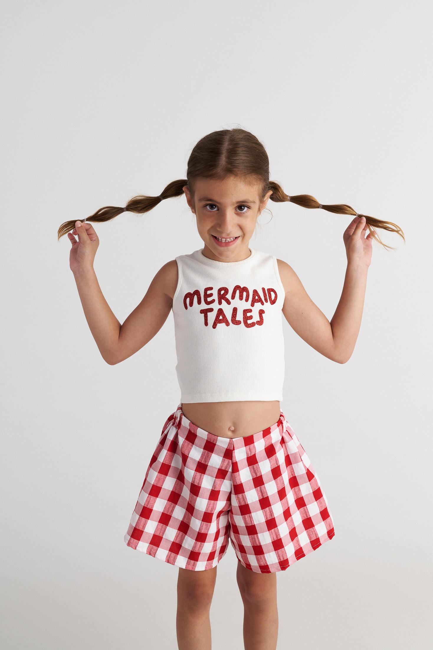 Two in a castle - Παιδικό Σετ Κορίτσι May Picnic με Αμάνικο Τοπ & Vichy Σορτς (T7043)