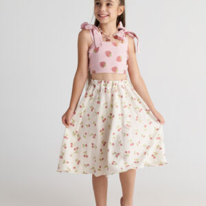 Two in a Castle – Παιδικό Σετ Summer Tart Τοπ & Midi Φούστα με Φράουλες (Τ7080)