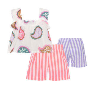 Two in a castle - Σετ Βρεφικό Radiant με Κεντημένο Τοπ & Σορτσάκι με Ρίγες (T7124)