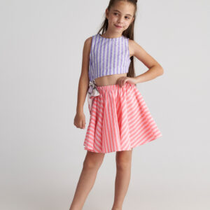 Two in a castle - Παιδικό Ριγέ Φόρεμα Κορίτσι με Cut Out (T7125)