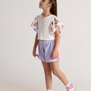 Two in a castle - Radiant Set με Top Βολάν & Ριγέ Σορτς (T7127)