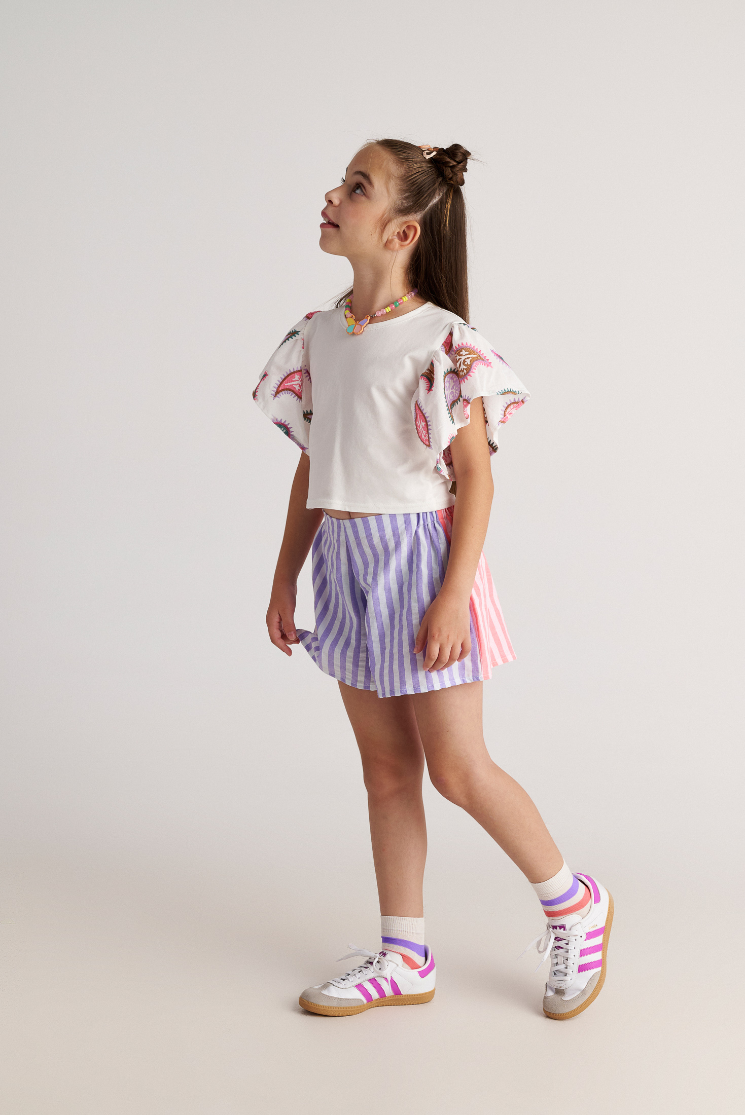 Two in a castle - Radiant Set με Top Βολάν & Ριγέ Σορτς (T7127)