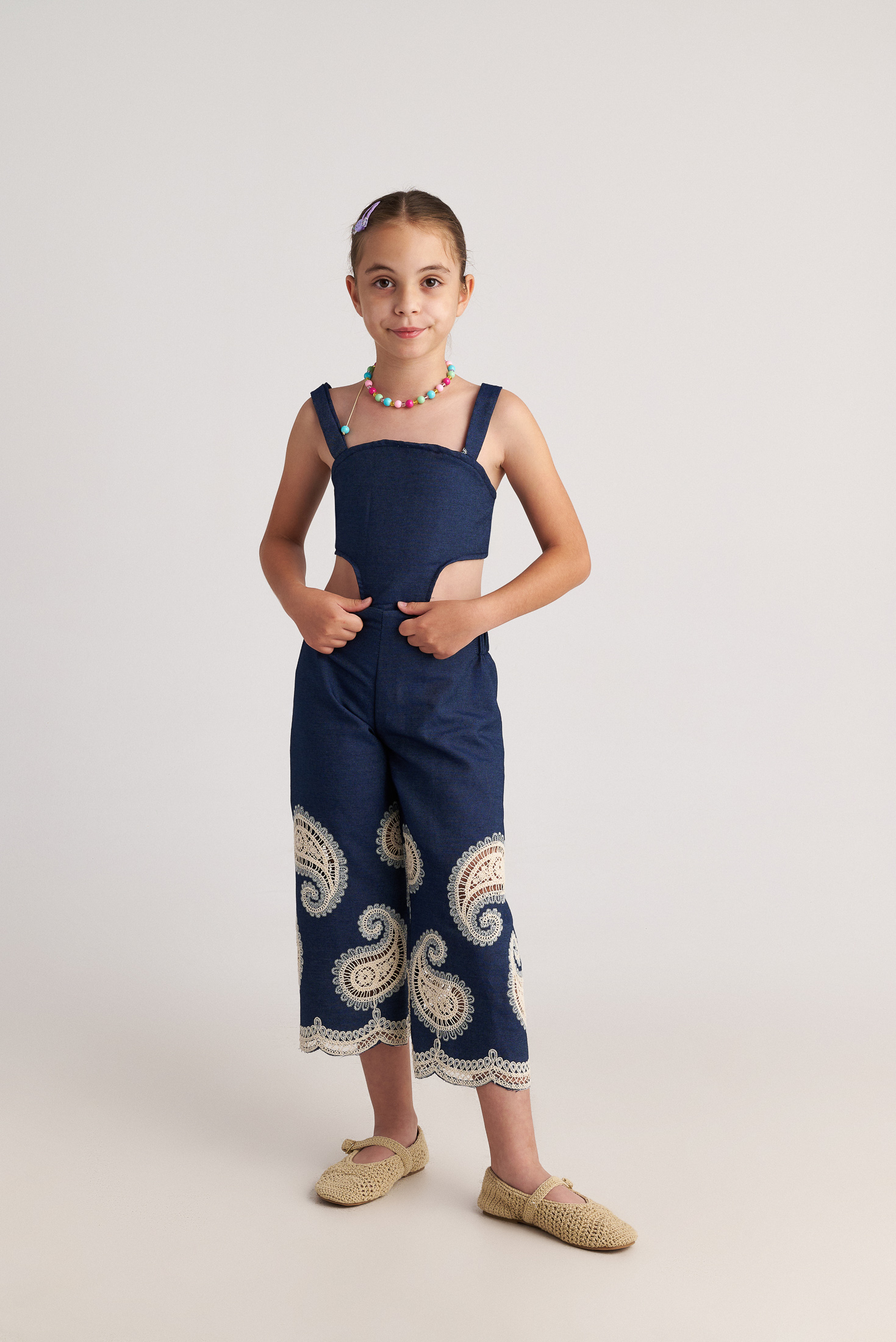 Two in a castle - Παιδική Φόρμα Κορίτσι με Crochet & Paisley (T7166)