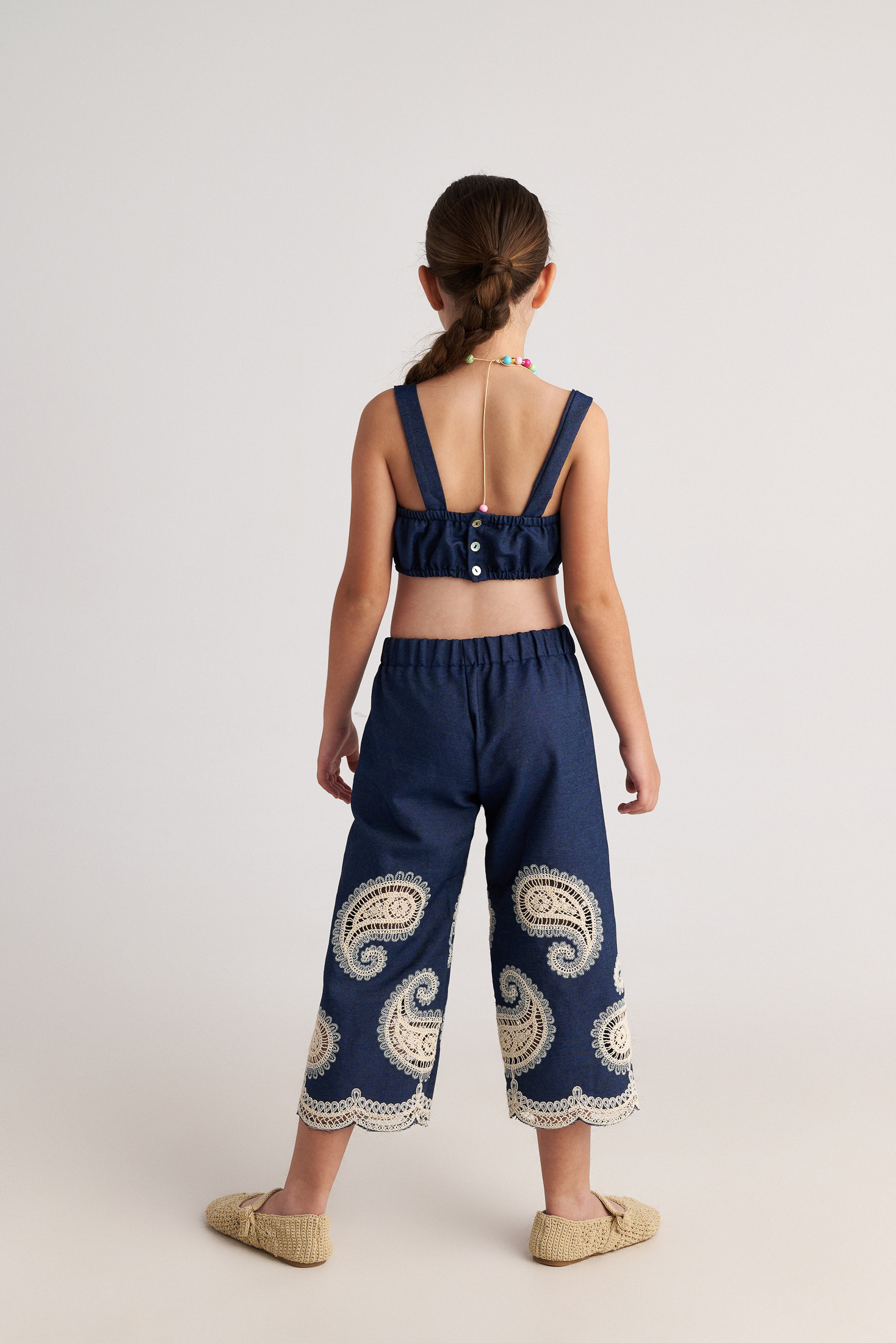 Two in a castle - Παιδική Φόρμα Κορίτσι με Crochet & Paisley (T7166) - Image 2