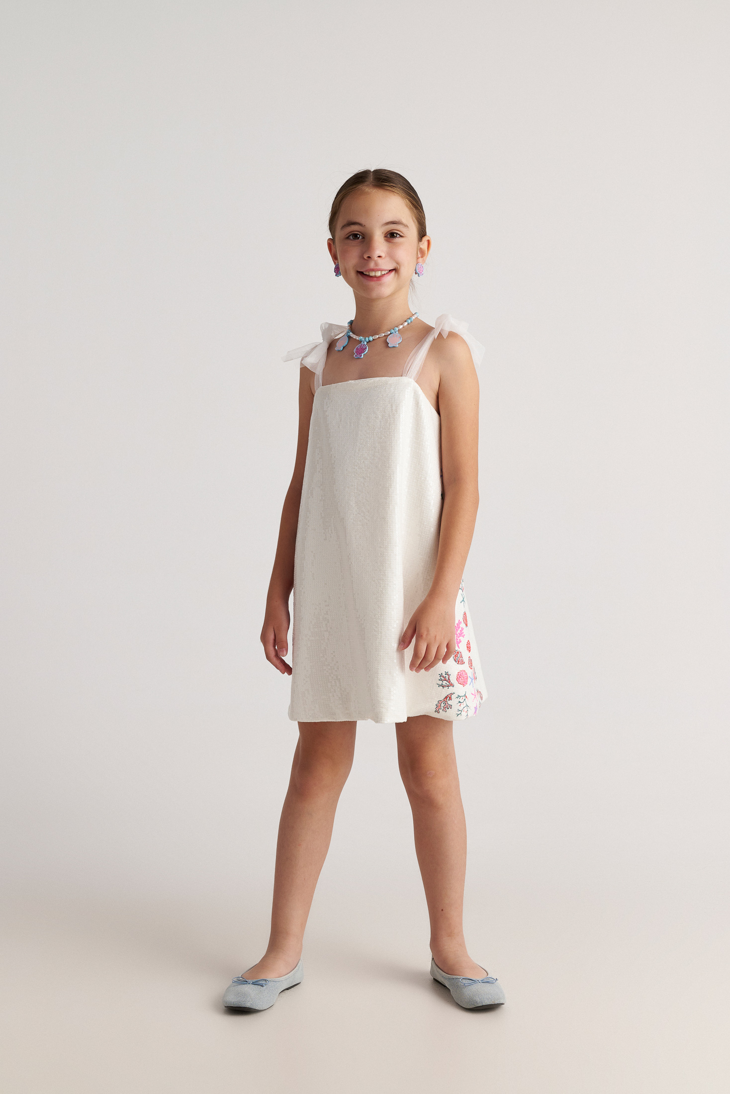 Two in a castle - Mermaid & Shells Παιδικό Φόρεμα με Παγιέτες (T7187)