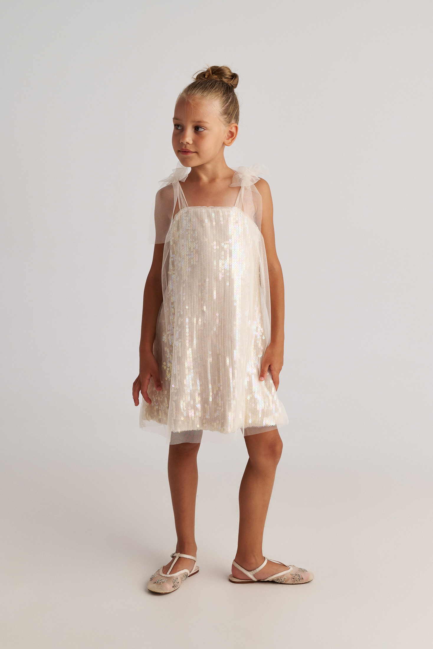 Two in a castle - Παιδικό Φόρεμα A-Line με Τούλι & Πέρλες (T7217)