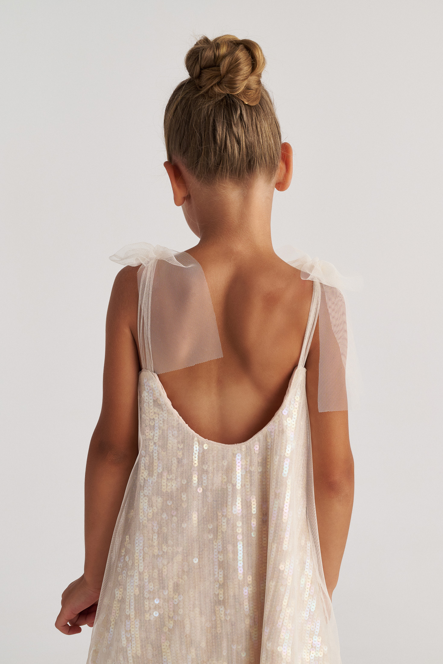 Two in a castle - Παιδικό Φόρεμα A-Line με Τούλι & Πέρλες (T7217) - Image 3