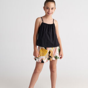 Two in a castle - Παιδικό Σετ Κοριτσιού με Abstract Σχέδιο – Top & Σορτς με Βολάν (T7231)