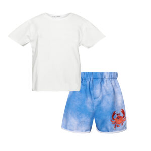 Two in a castle - Βρεφικό Σετ Αγόριού “Sea Whisperer” – Top & Σορτς Tie-Dye με Καβούρι (T7319)