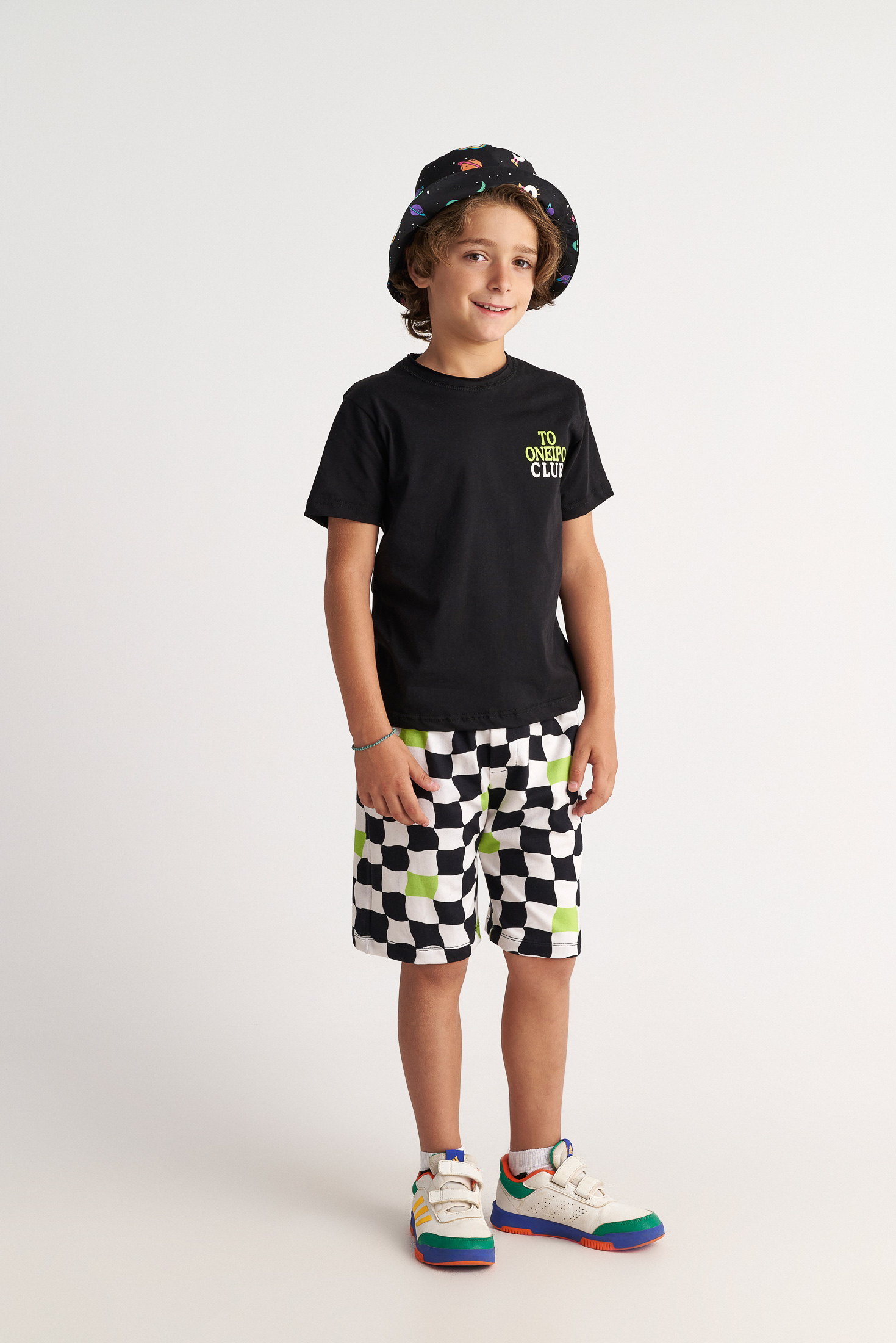 Two in a castle - Παιδικό Σετ Αγόρι “Chess Neon” – T-shirt “Όνειρο” & Μακρύ Allover Σορτς (T7351)