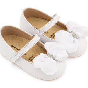 Γοβάκι Μονή Μπαρέτα με Σατέν Φιόγκο BW4893 Λευκό