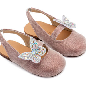 Γαλλικό Σαμπό Διακοσμημένο με Στρασένια Πεταλούδα EXC5881 Ροζ Αντικέ