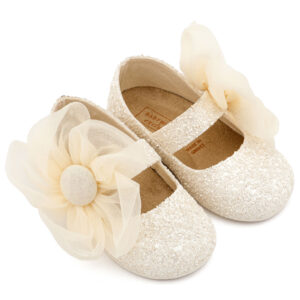 Γοβάκι Μονή Μπαρέτα Διακοσμημένο με Μεγάλο Λουλούδι EXC5899 Εκρού