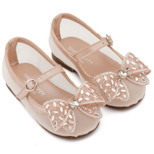 Γοβάκι απο Ύφασμα Φιλντιρέ και Φιόγκο Στρας EXC5903 Ροζ